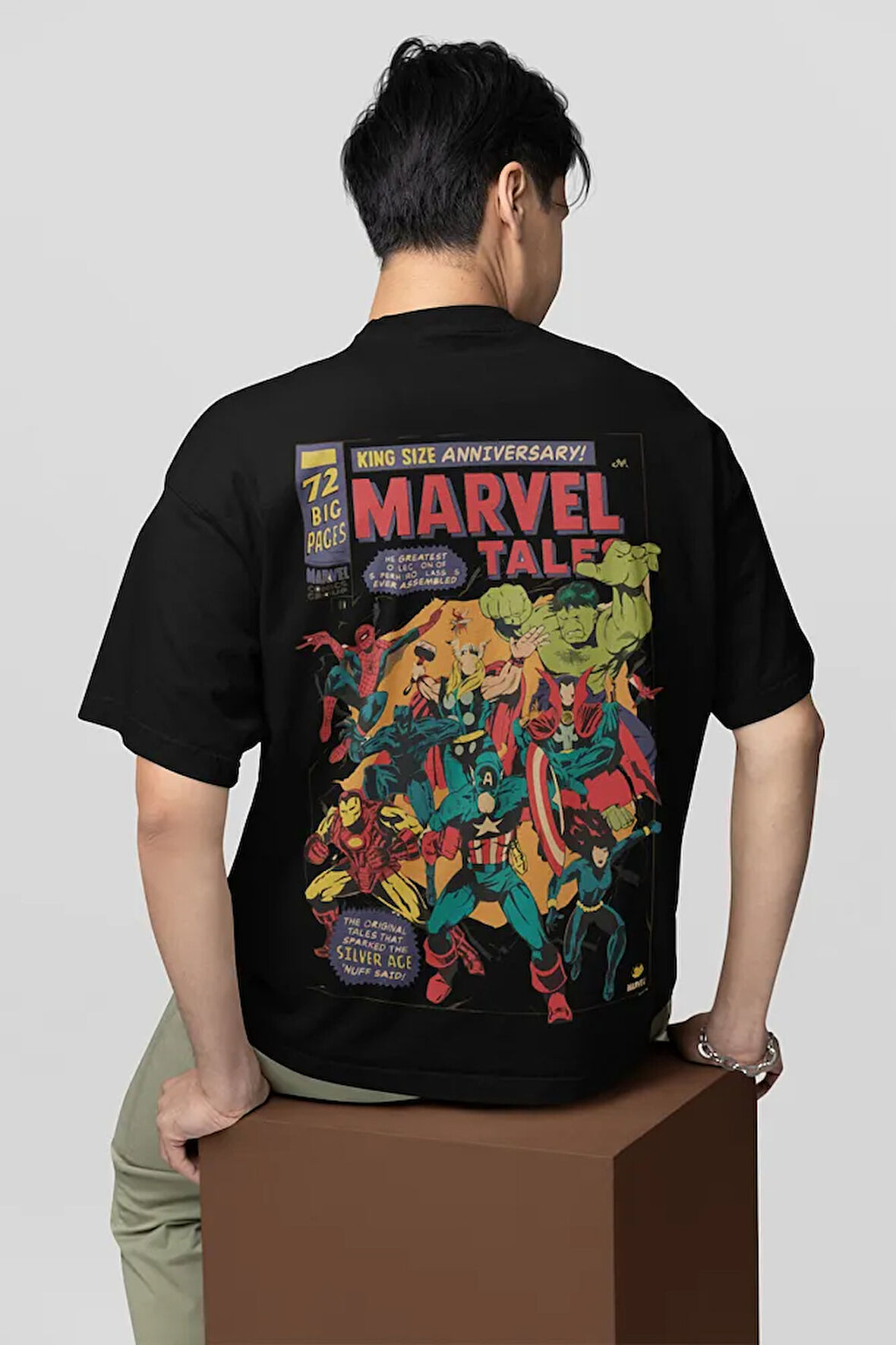 Marvel Tale Vintage Baskılı Unisex Oversize Avengers Tişört