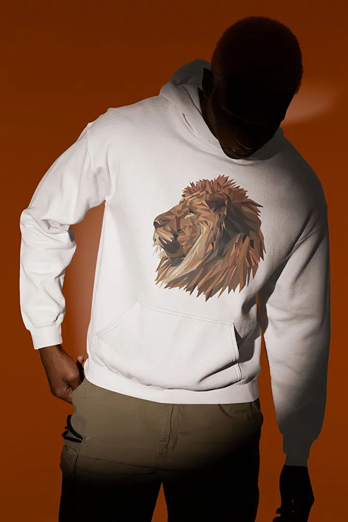 Tasarım Aslan Baskılı Unisex Oversize Lion Hoodie