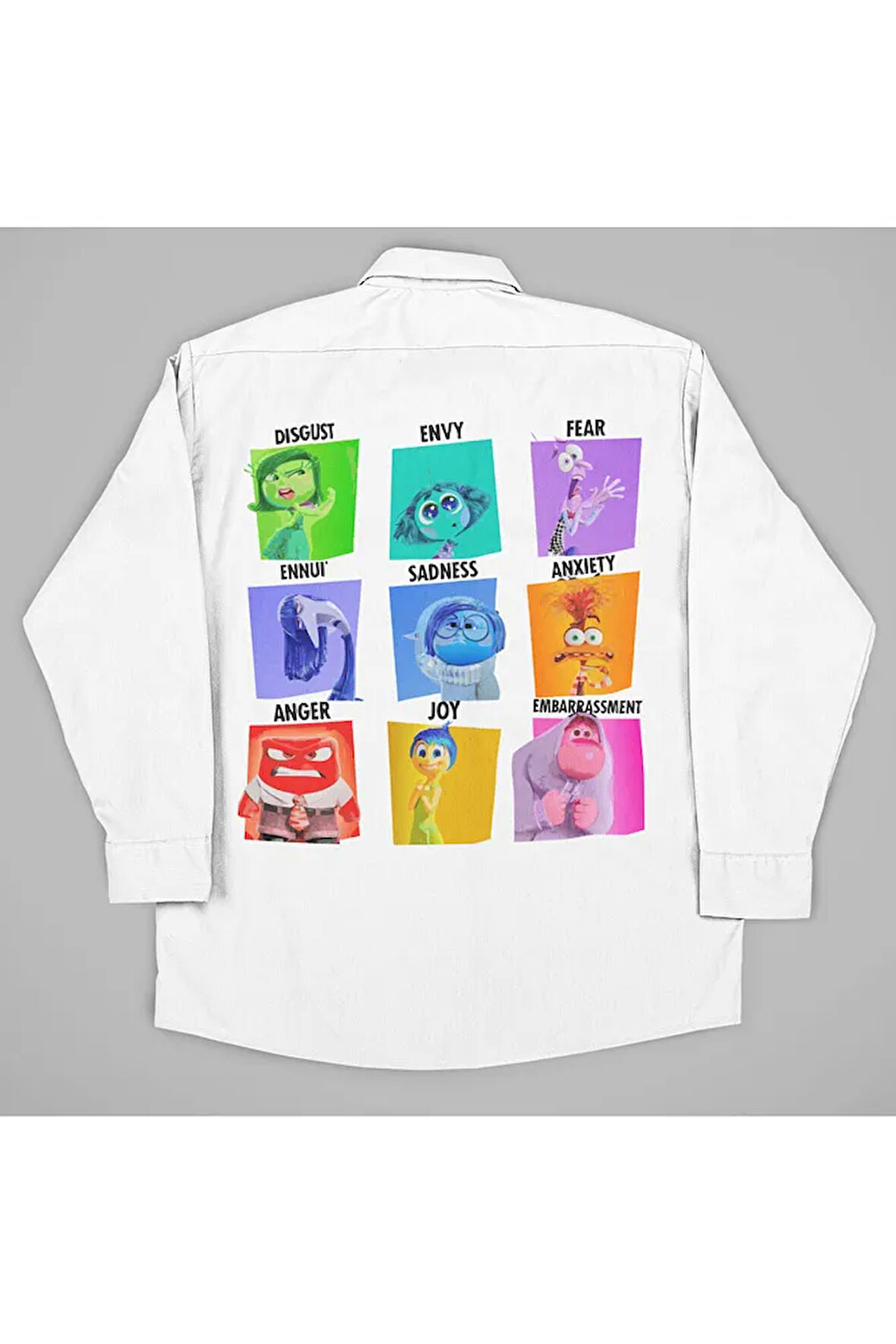 Insiide Out Çizgi Film Baskılı Unisex Ters Yüz Gömlek