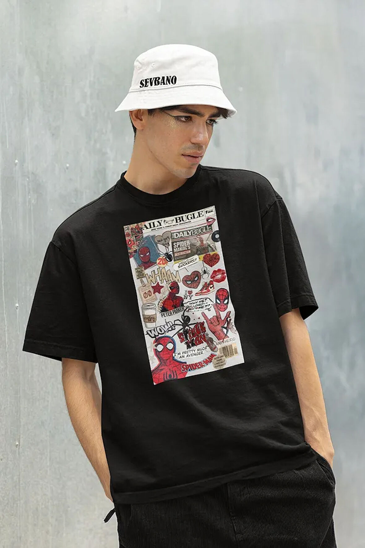 The Daily Bugle Yazılı Unisex Oversize Örümcek Adam Tişört