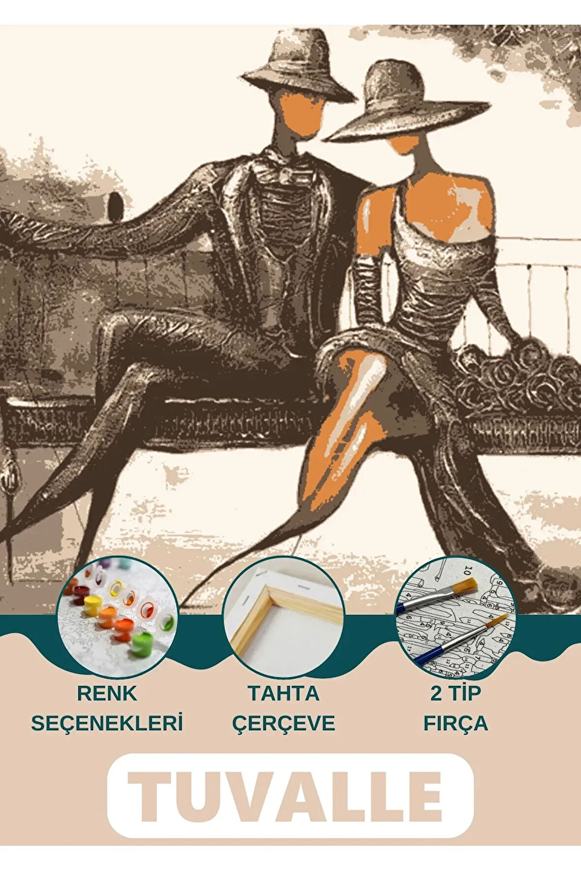 İlk Buluşma Sayılarla Boyama Seti, Hobi Seti, 40X50 Tablo, Fırça Boya Asma Aparatı Dahil, Doğa, Aşk