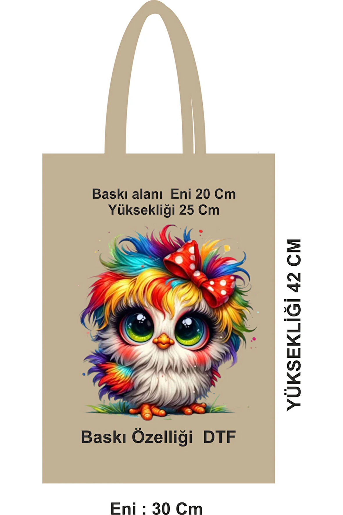 Dayanıklı Bez Poşet Saplı Çanta baskılı