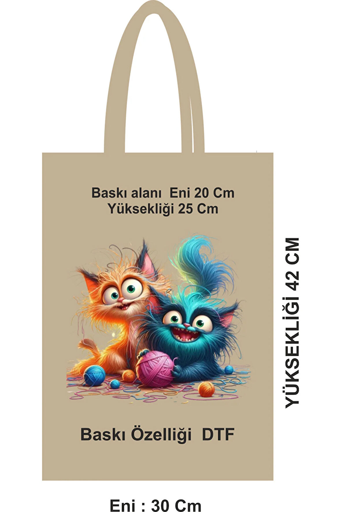 Şık Tasarımlı Saplı Bez Poşet Çanta