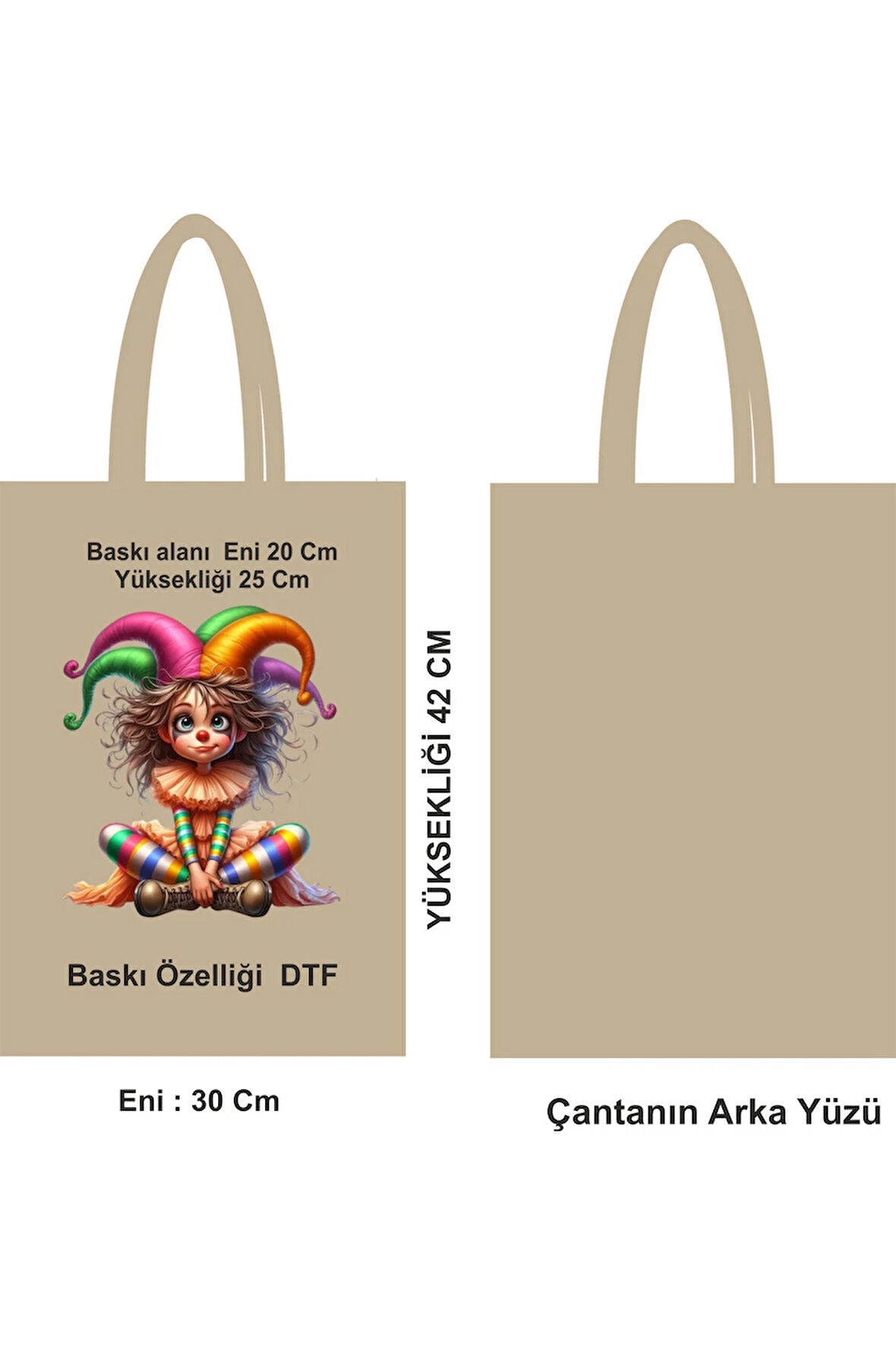 Saplı Bez Poşet DTF Baskılı Model