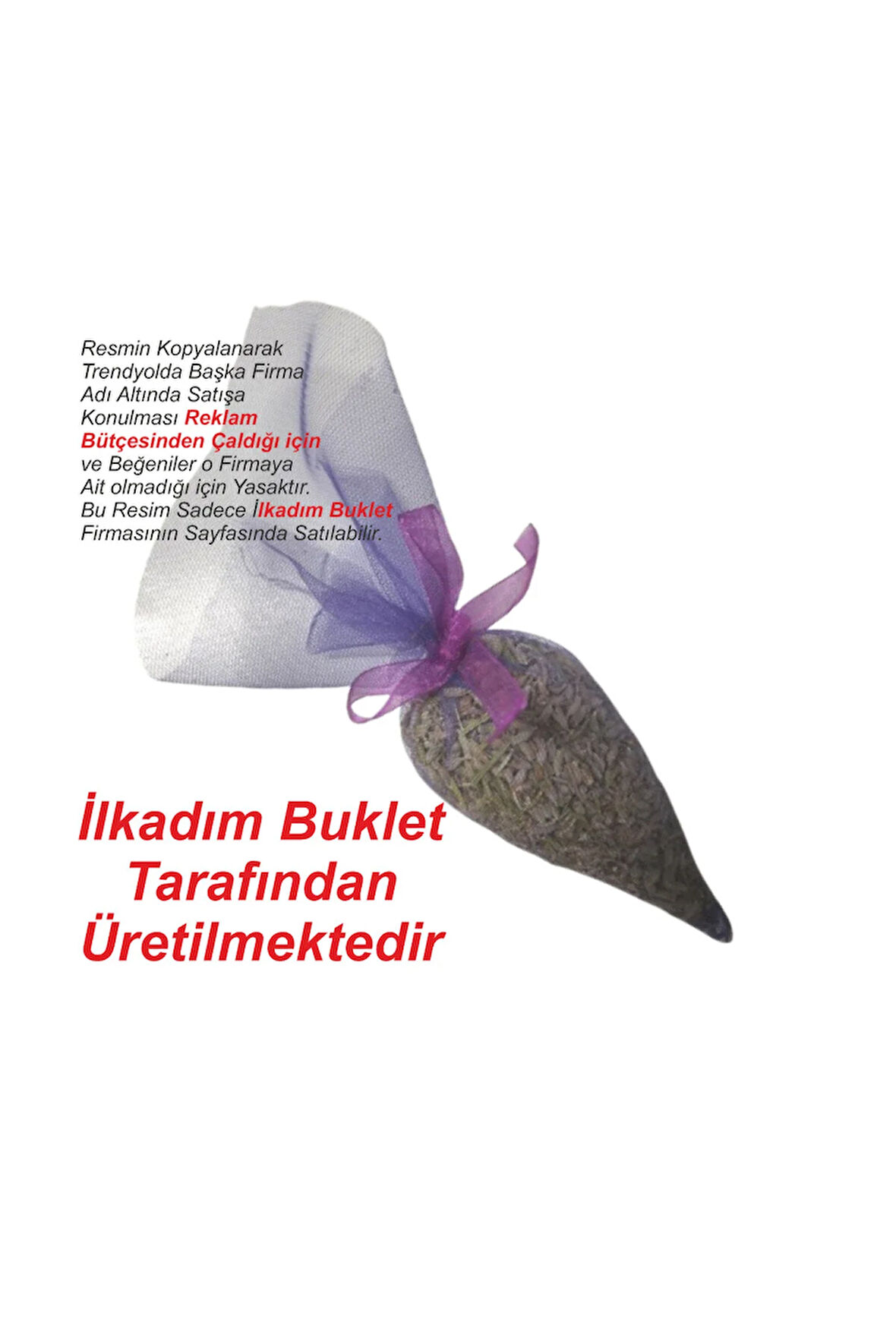 2 Adet Fişet Şeklinde İlkadim Buklet Tarafından Üretilen Doğal Lavanta Kesesi içi Dolu
