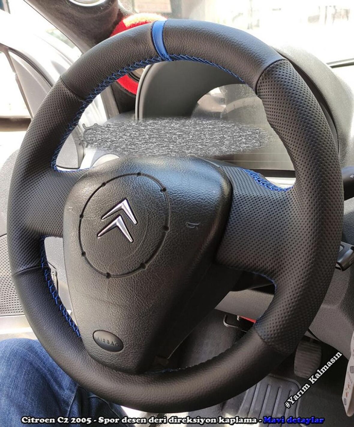 Citroen C3 2005 Araca Özel Direksiyon Kılıfı (Noktalı Düz Yüzüklü)