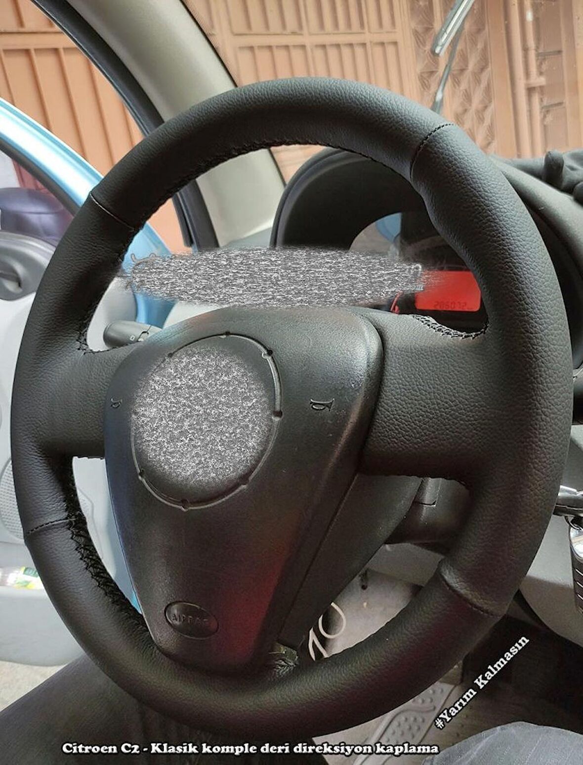 Citroen C-Elysee Araca Özel Deri Direksiyon Kılıfı (Düz)