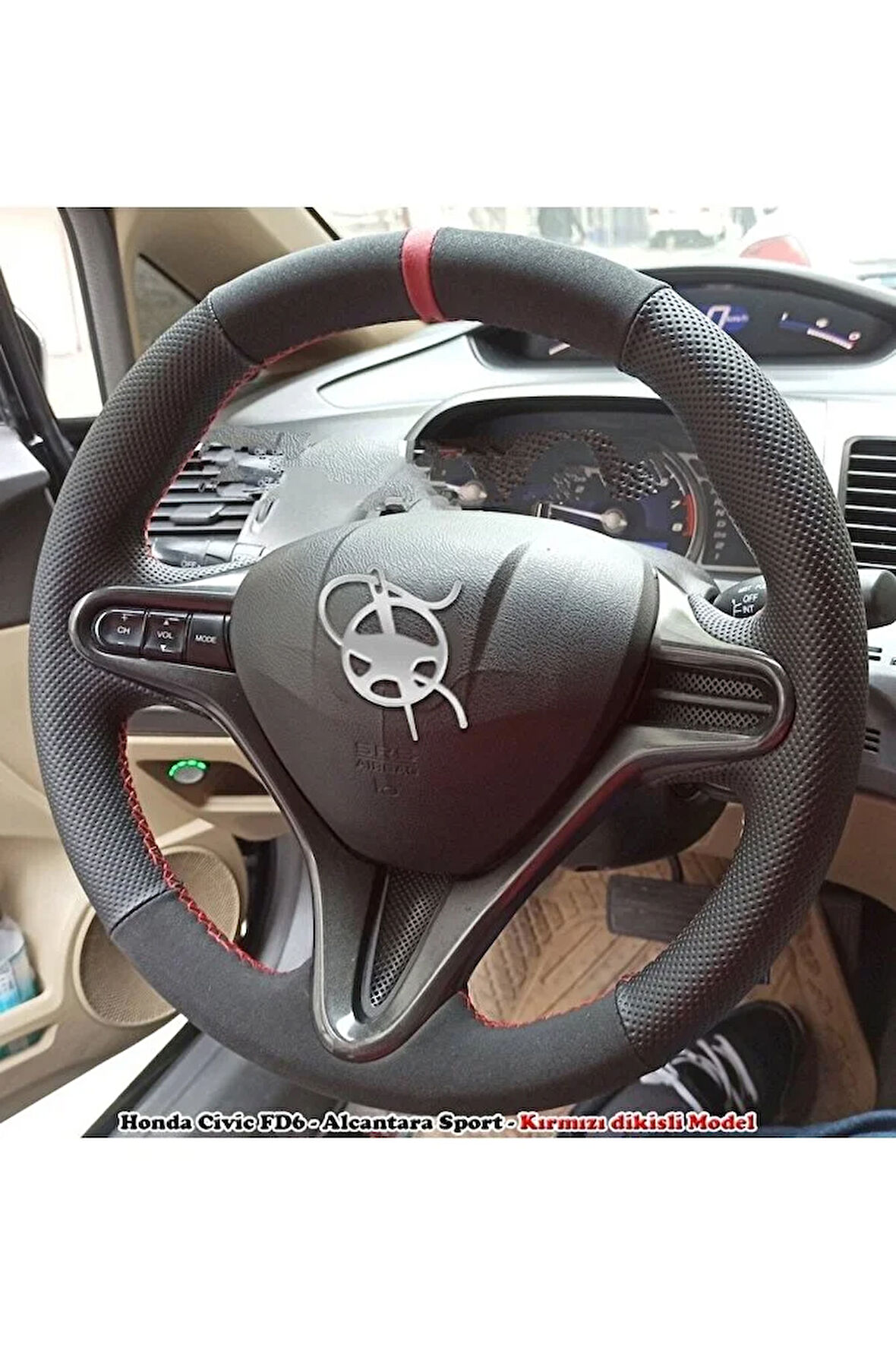 Honda Civic Fd6 Araca Özel Direksiyon Kılıfı (noktalı Nubuk Yüzüklü)