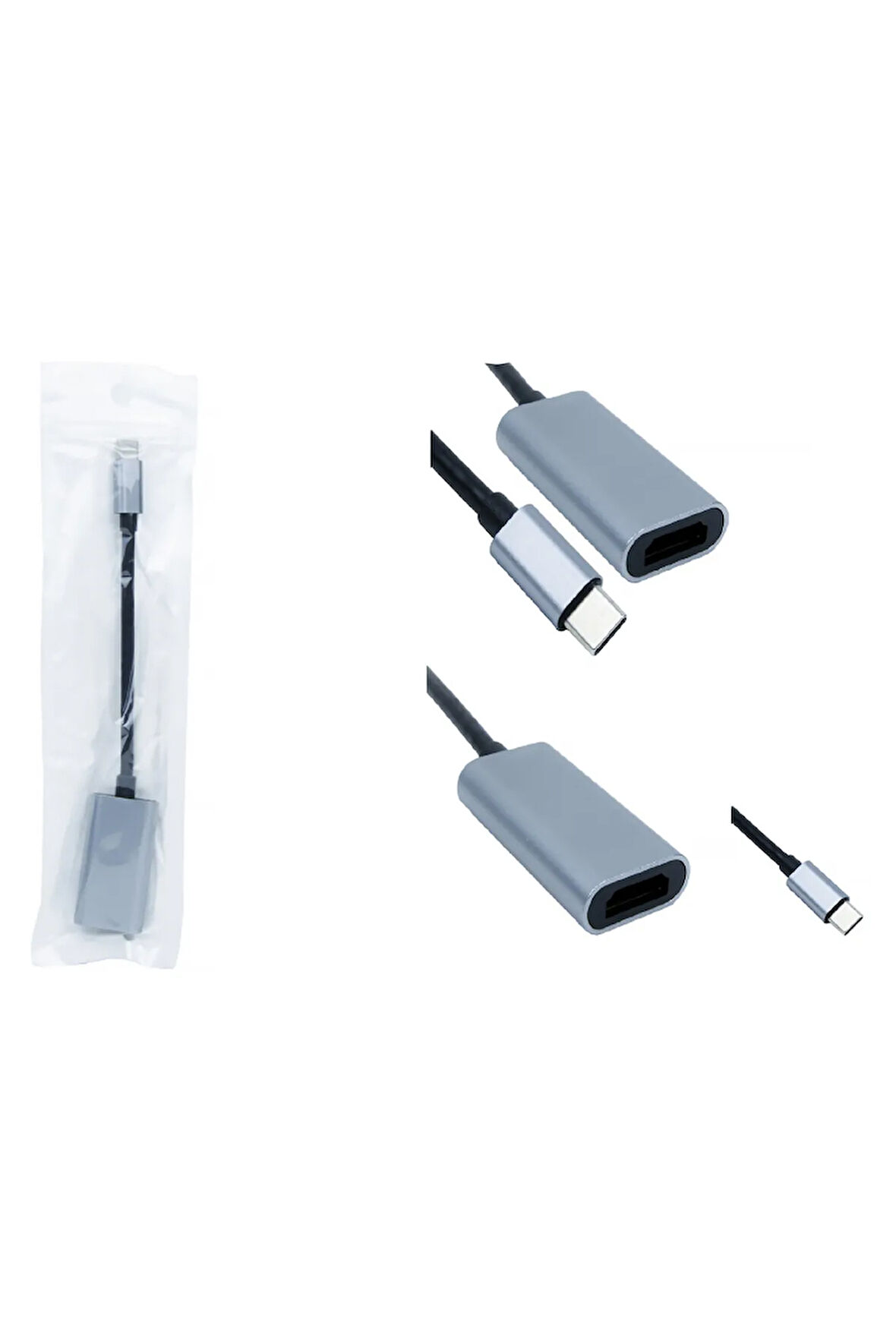 TYPE-C TO HDMI Gri Laptop Tablet Telefon PC TV Monitör Projeksiyon Uyumlu Aktarıcı Dönüştürücü
