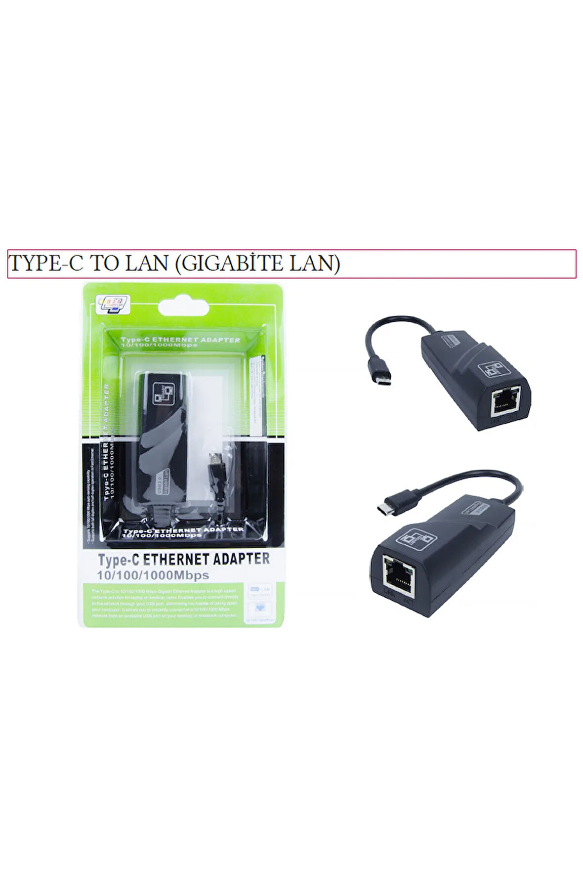 TYPE-C TO LAN (GIGABİTE LAN) Laptop Tablet PC Ethernet Girişi Aktarıcı Dönüştürücü