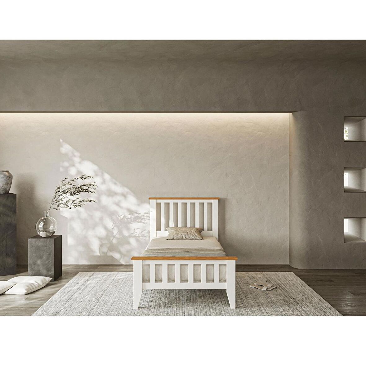 Perla Modern İnci Beyaz Tek Kişilik  Karyola 90x190