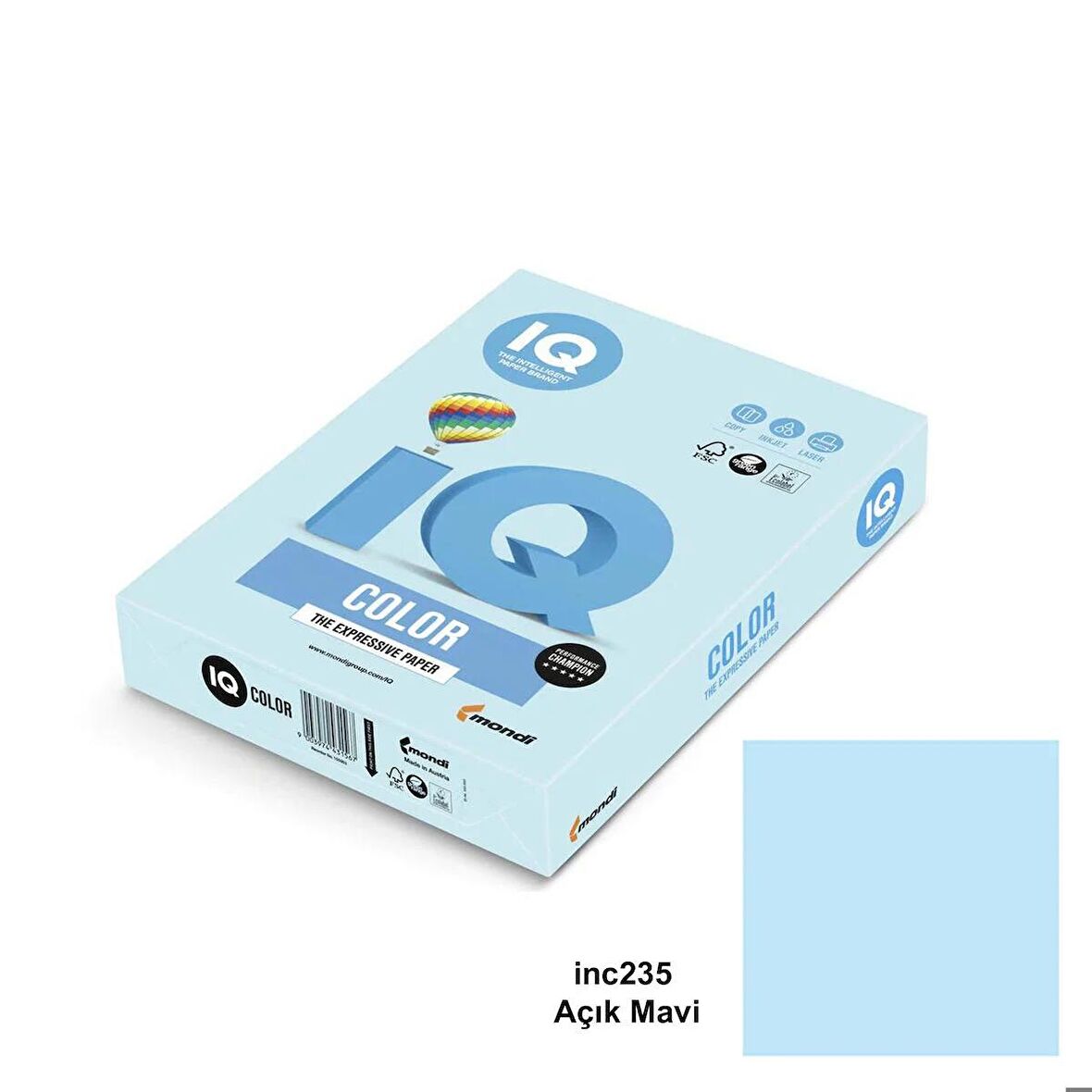 Iq Color A4 Renkli Fotokopi Kağıdı Açık Mavi 80 Gr 1 Koli 5 Paket
