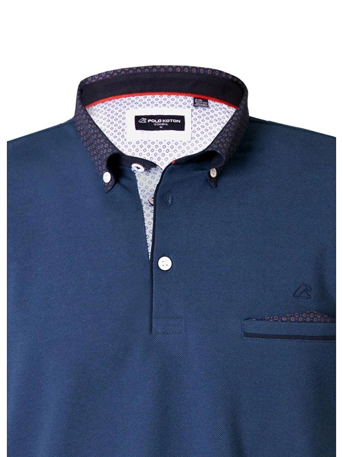 POLOKOTON % 100 PAMUK İndigo Renk Erkek Polo Yaka Cepli Kısa Kollu T-Shirt – Şık ve Rahat Tasarım