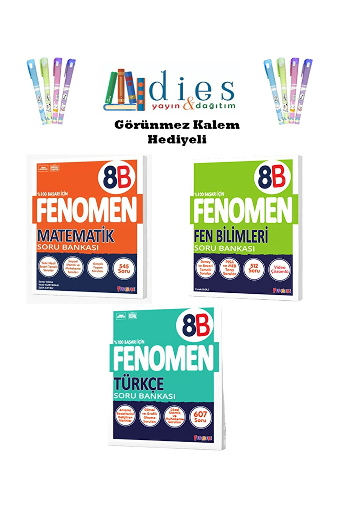 Fenomen 8. Sınıf Matematik-Fen Bil.-Türkçe Soru Bankaları (B SET) ( 3 Kitap )