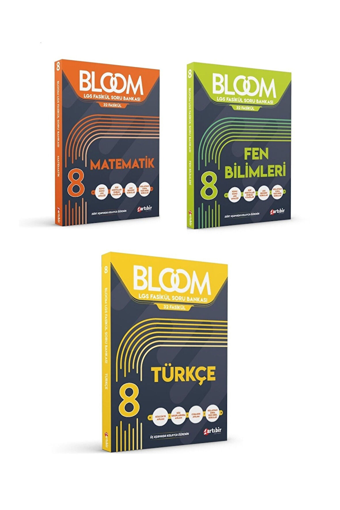 8. Sınıf Bloom LGS Fasikül Matematik + Fen Bilimleri + Türkçe Soru Bankası Seti (3 Kitap)