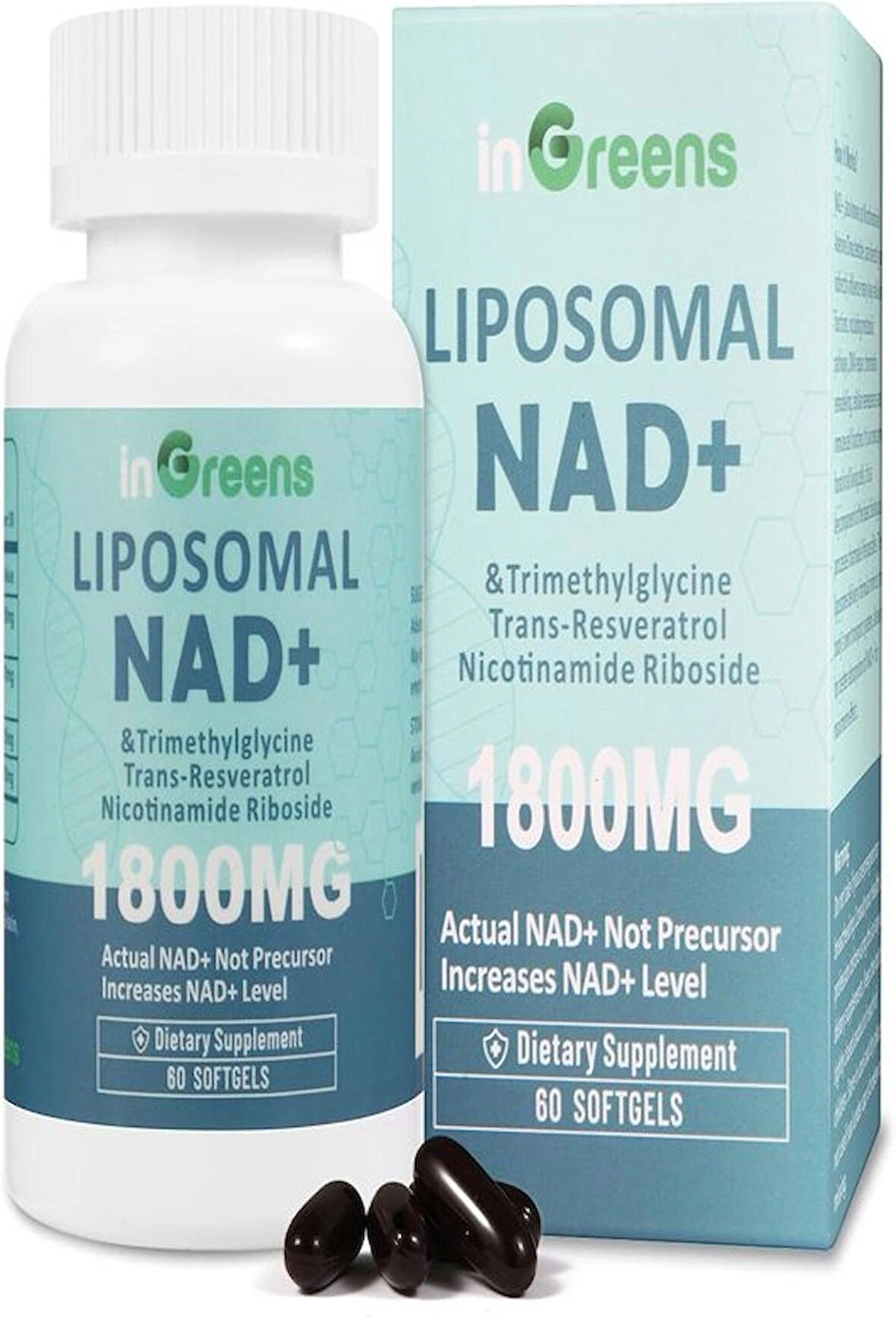 inGreens Liposomal NAD+TMG+RESVERATROL+NİCOTİNAMİDE Supplement 1800 mg 60 Softgel