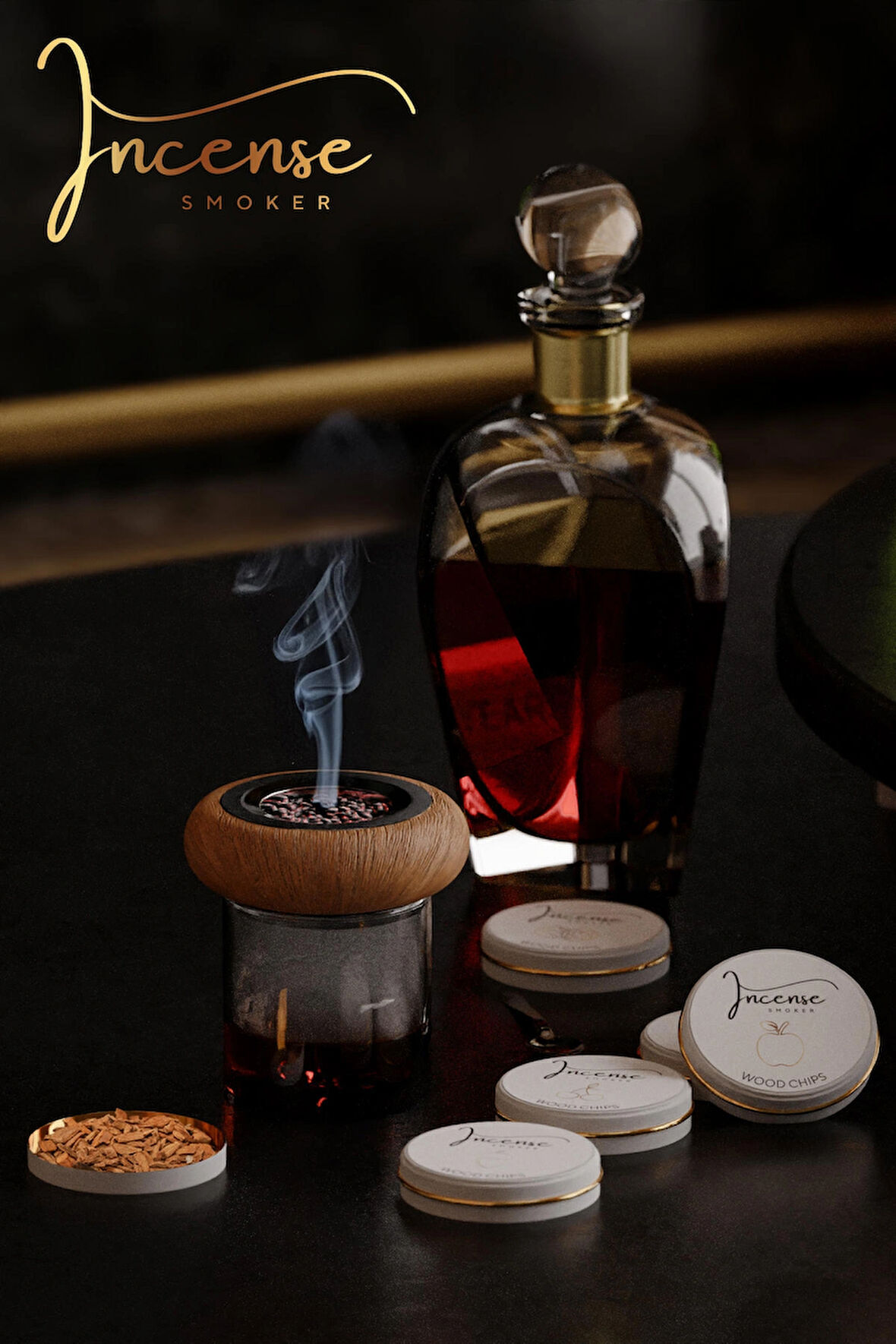 Viski & Kokteyl Tütsüleme Seti - 4 Farklı Aroma ( Meşe , Ceviz , Kiraz , Elma )