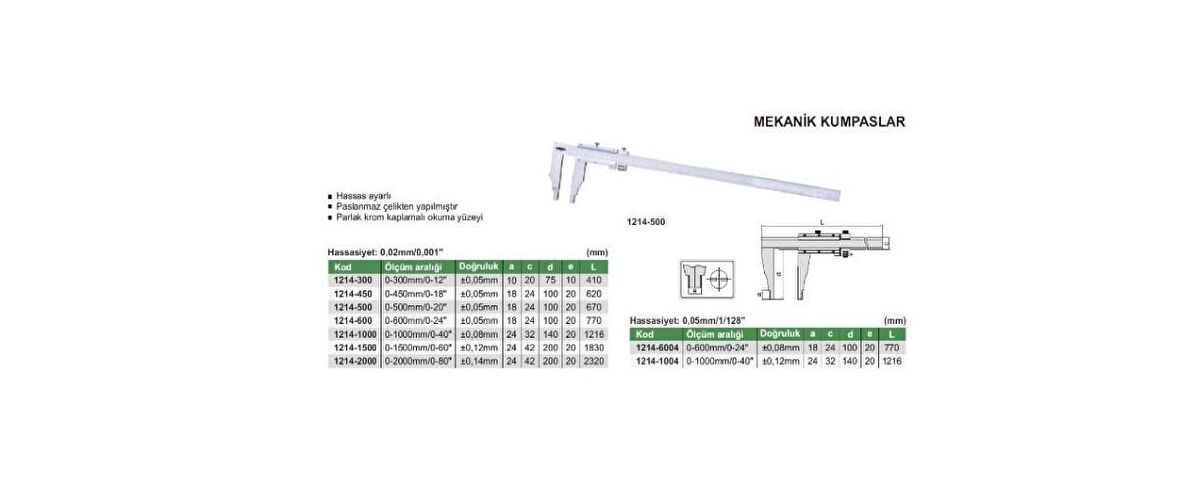 1214-500 Insize Mekanik Kumpas 0-500 mm