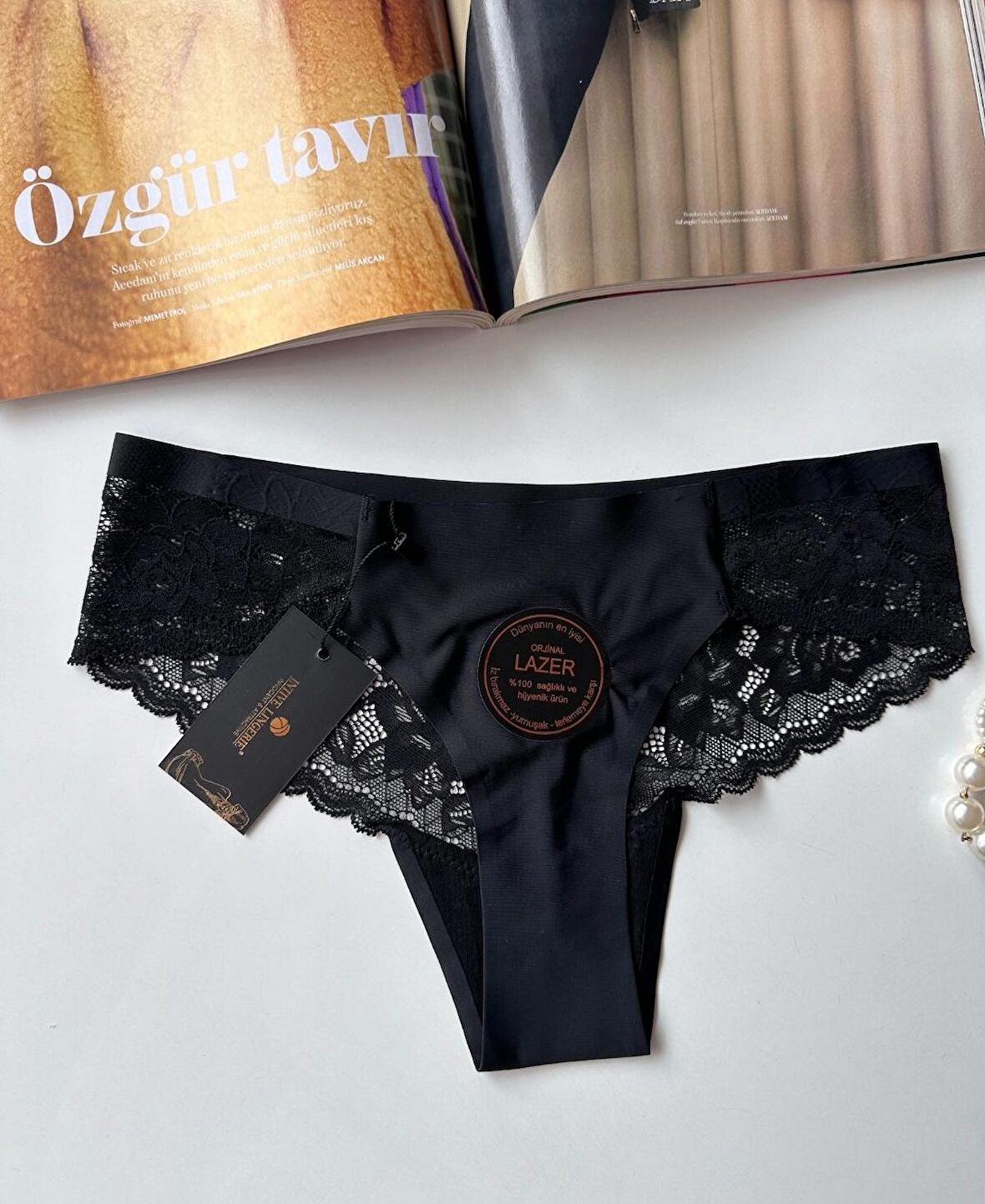 Orijinal Lazer Kesim Üstün Kalite Spandex Invisible Dikişsiz Dantelli Slip/Tanga - 2800