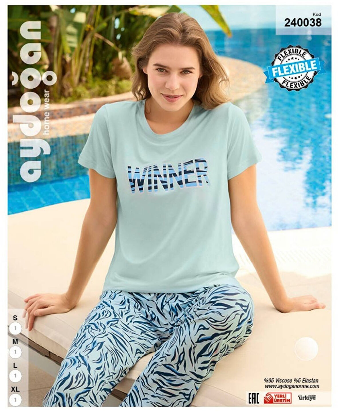 Aydoğan Homewear -Winner- Yazılı Viskos Yazlık Pijama Takımı-240038