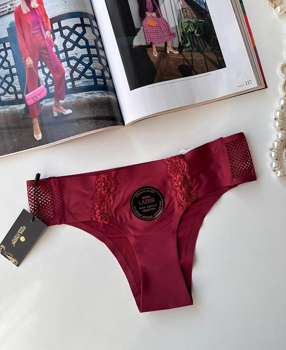 Orijinal Lazer Kesim Üstün Kalite Spandex Invisible Dikişsiz Dantelli Slip- 2804