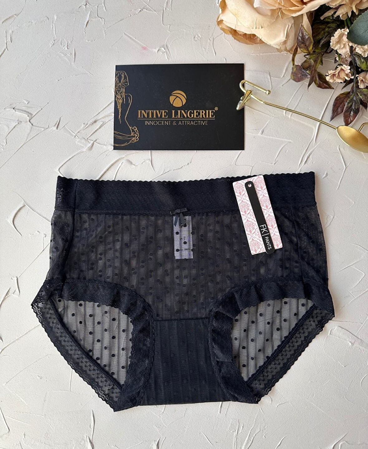 Lily Baby Puantiyeli Pamuk Ağlı Transparan Esnek Normal Bel İthal Şık Bato/Slip-2827