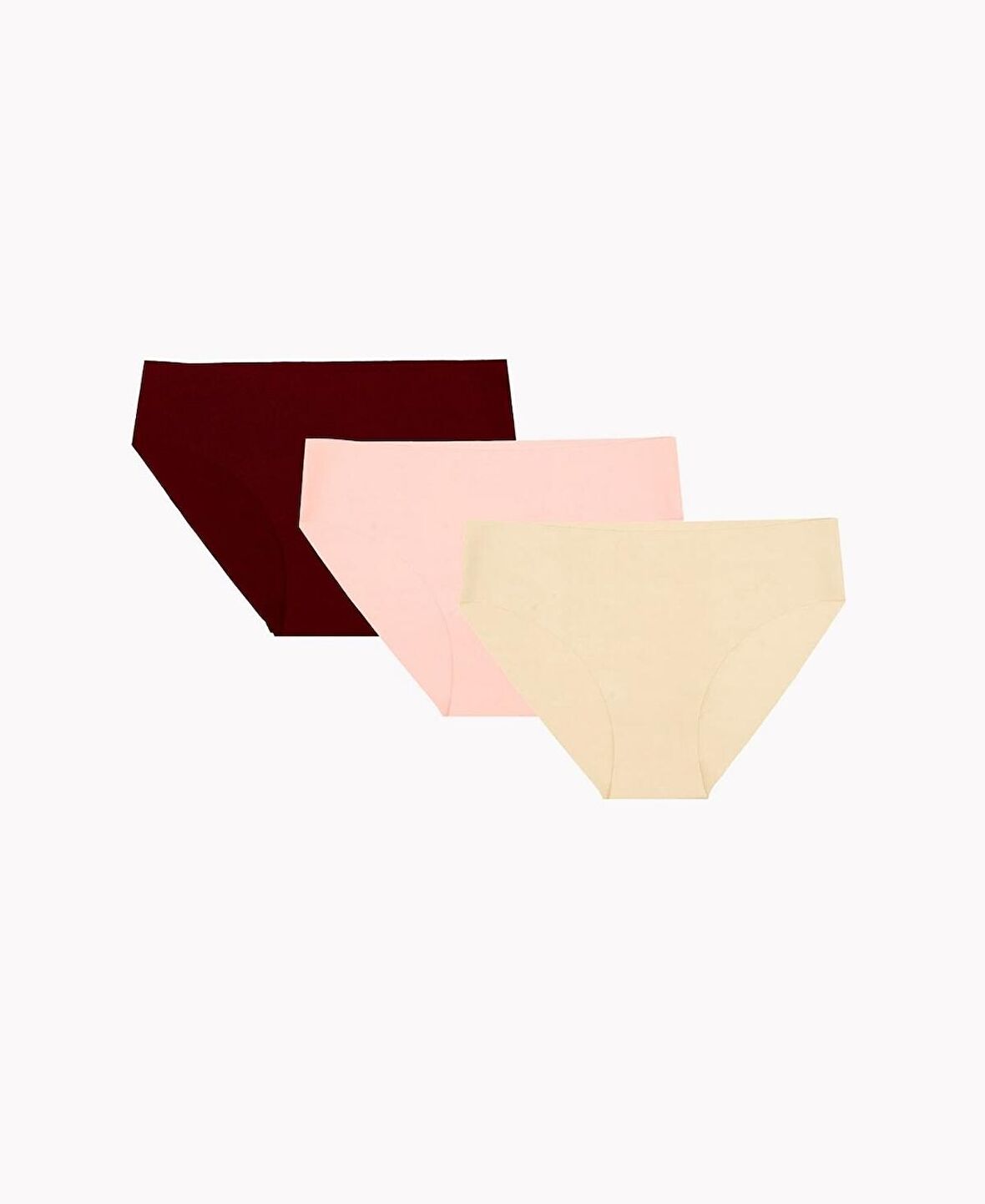 NBB Lazer Kesim Yüksel Bel 3'lü Paket Külot (Bordo, Ten, Siyah, Pudra)