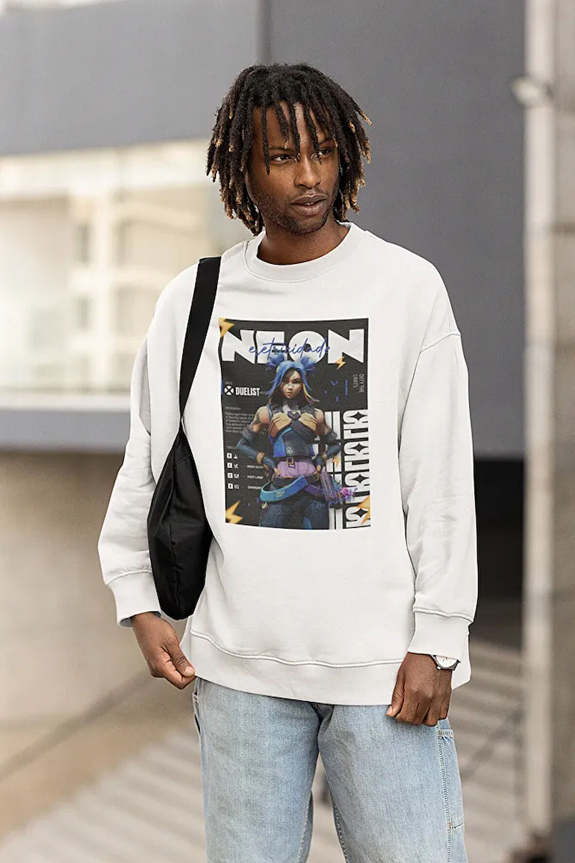 Neon Duelist Baskılı Unisex Oversize Vaalorant Sweatshirt