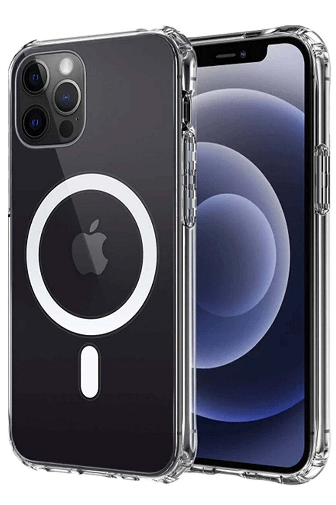 Apple iPhone 12 / 12 Pro Kılıf Wireless Şarj Destekli Şeffaf Azn-Magneticsafe