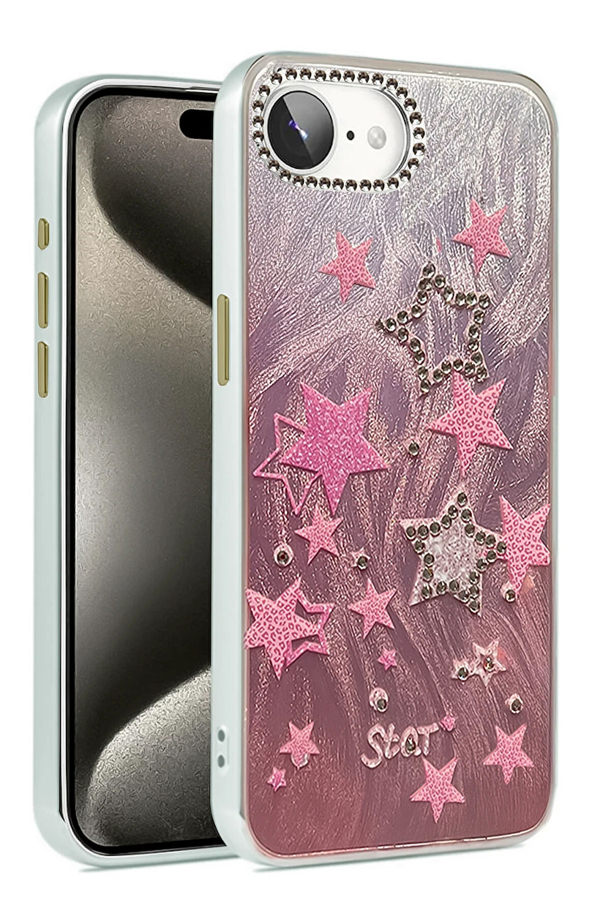 Apple iPhone 16e Kılıf Parlak Desenli Taşlı Azn-Blade