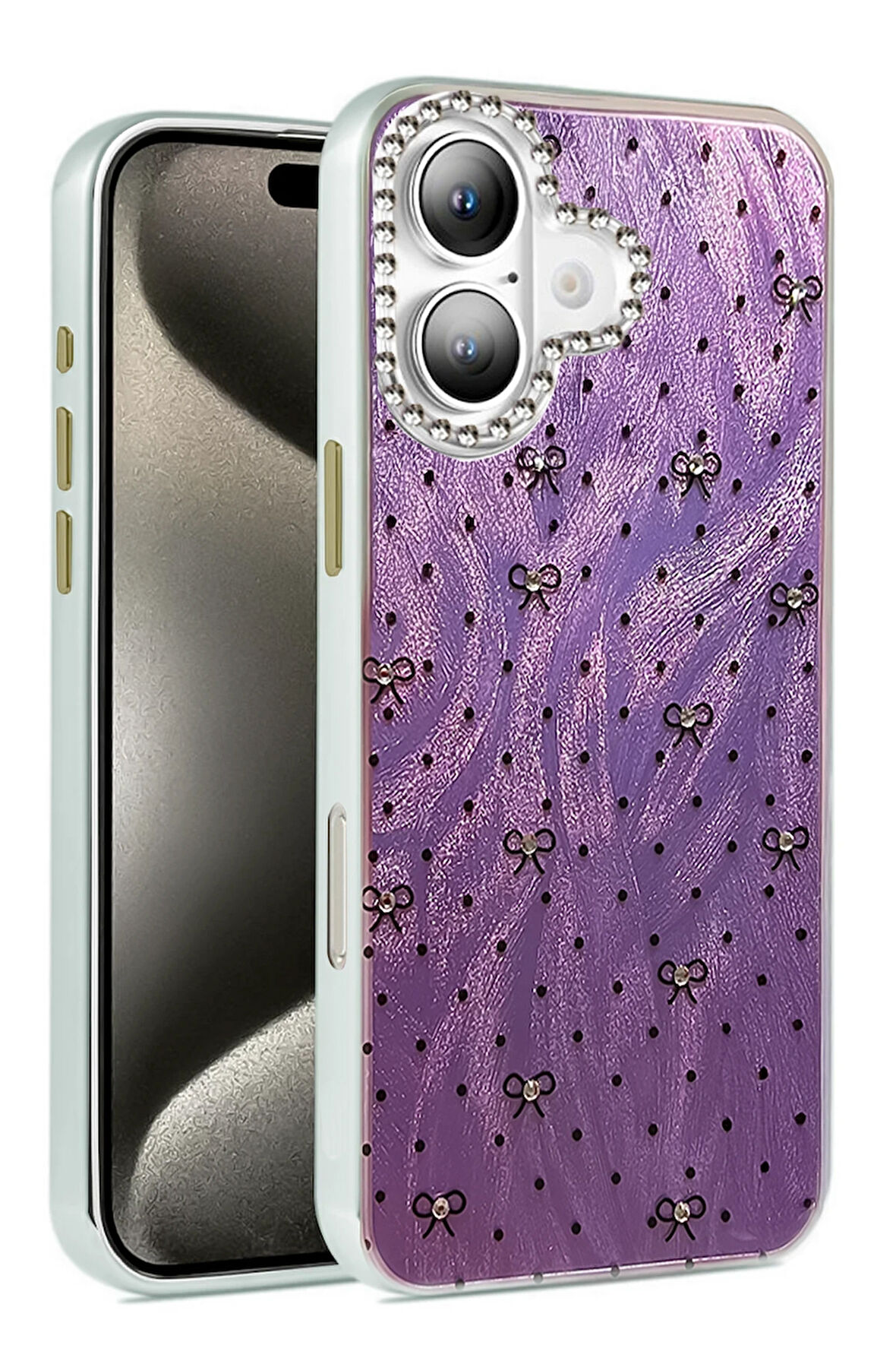 Apple iPhone 16 Kılıf Parlak Desenli Taşlı Azn-Blade