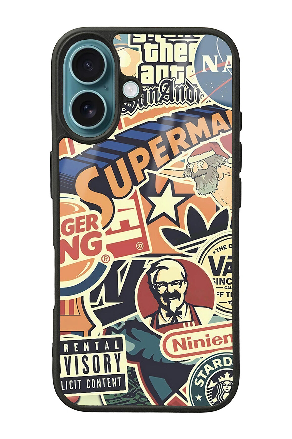 iPhone 16 Retro Marka Tasarımlı Glossy Telefon Kılıfı