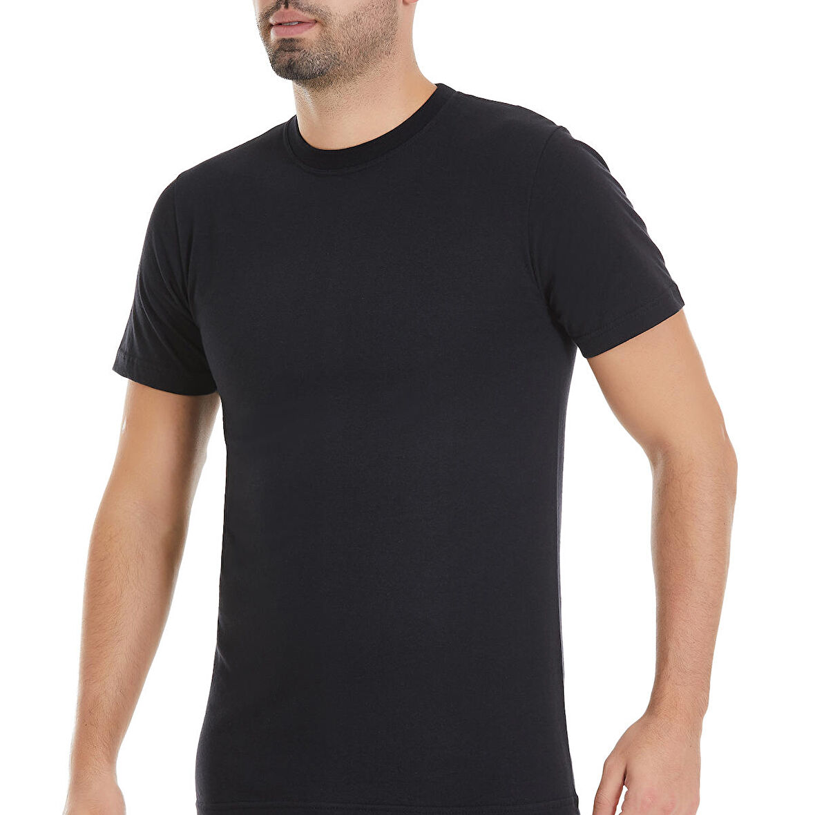 %100 Pamuklu Bisiklet Yaka Erkek Fanila Siyah 3 Adet