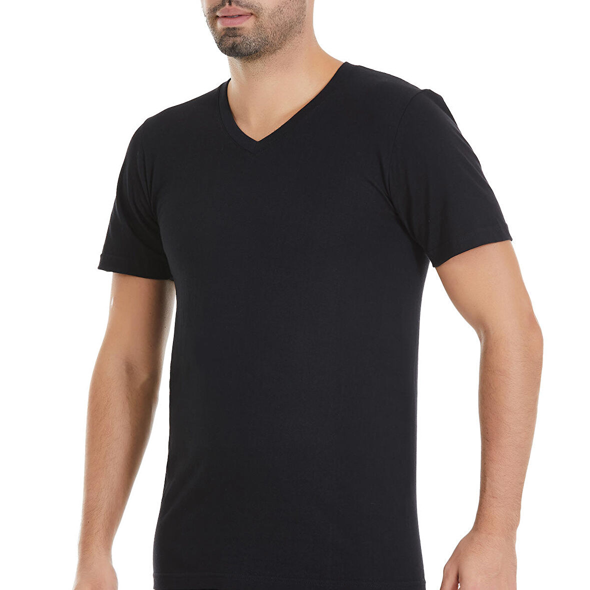 %100 Pamuklu V Yaka Erkek Fanila Siyah 2 Adet