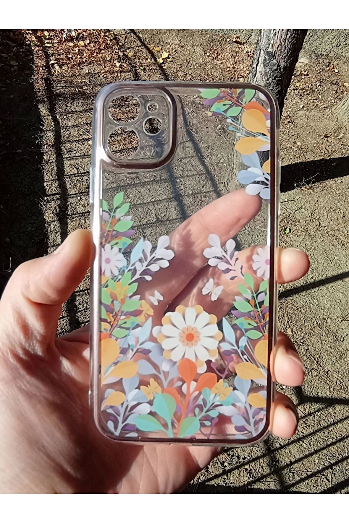 İPhone 11 Uyumlu Çiçek Tasarım Telefon Boyun Askılı Set Lansman Kılıf