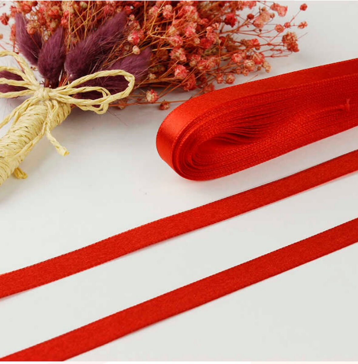 1 CM KIRMIZI SATEN KURDELA 30 METRE UZUNLUĞUNDA