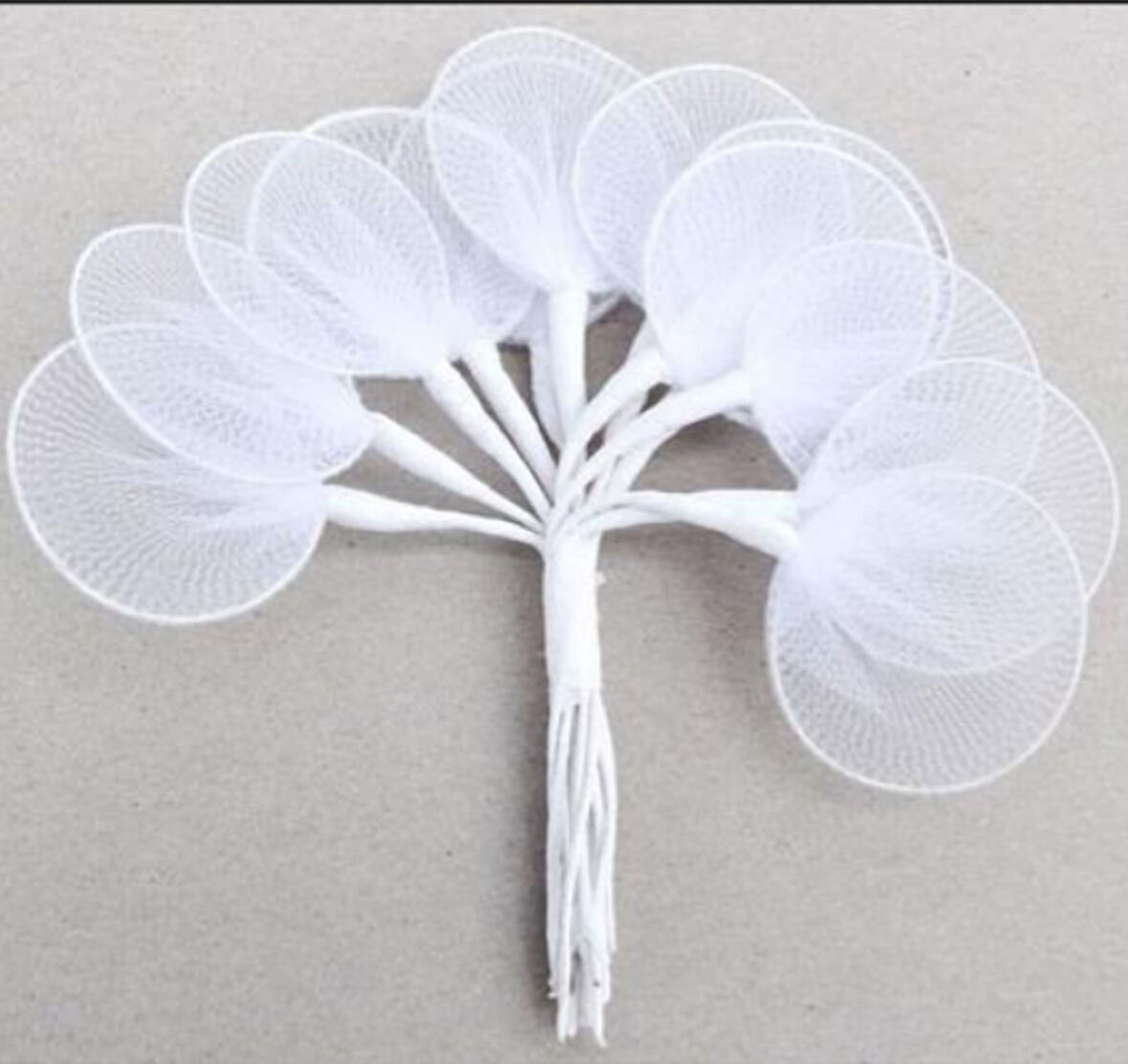 Beyaz Tül Raket Nikah ve Bebek Şekeri Süsü 10 ADET