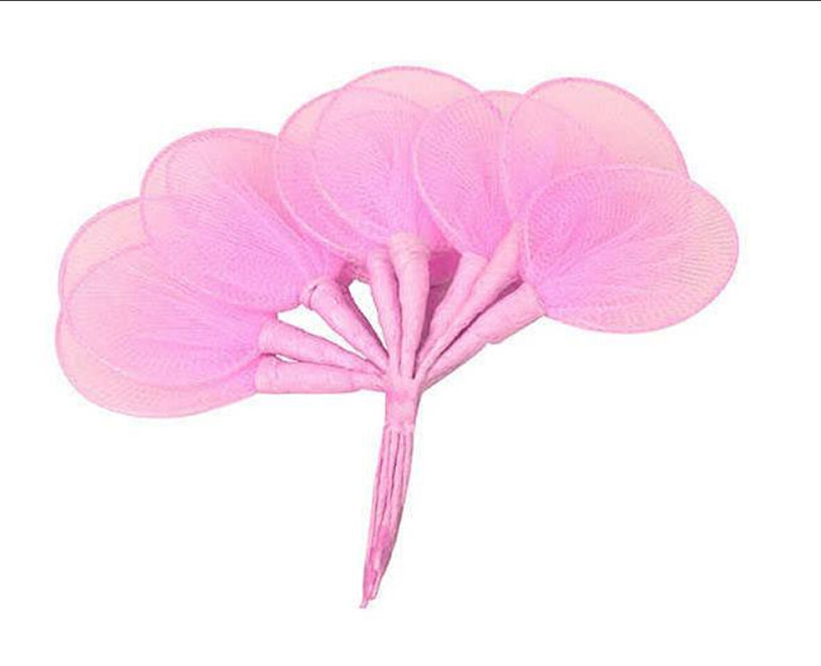 Pembe  Tül Raket Nikah ve Bebek Şekeri Süsü 50 ADET