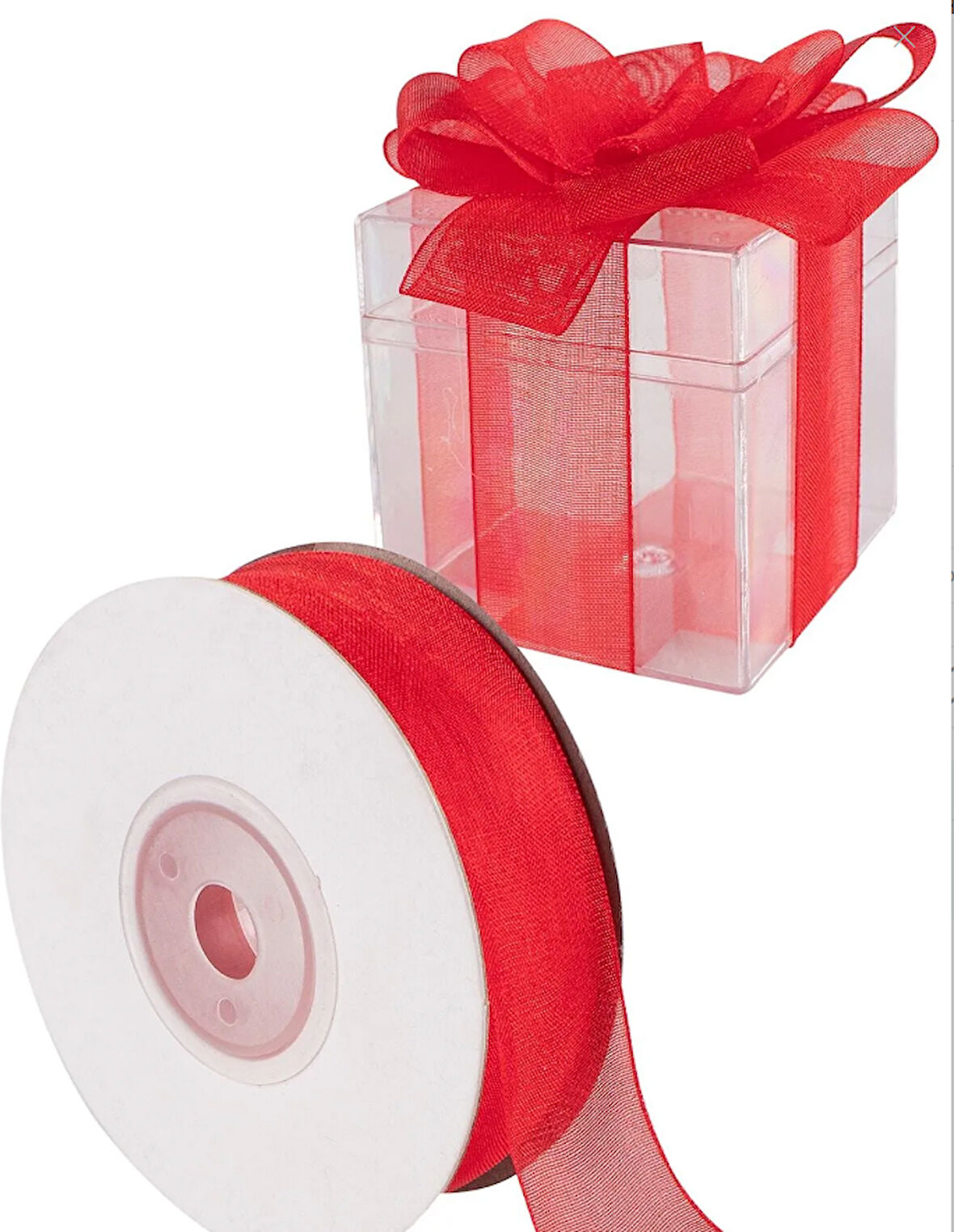 KIRMIZI ORGANZE 0,6 MM KURDELA 25 METRE