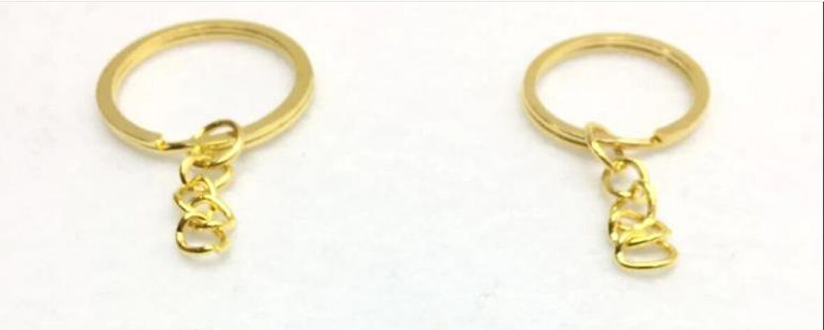 10 adet gold sert metal zincirli anahtarlık halkası 2.5 cm