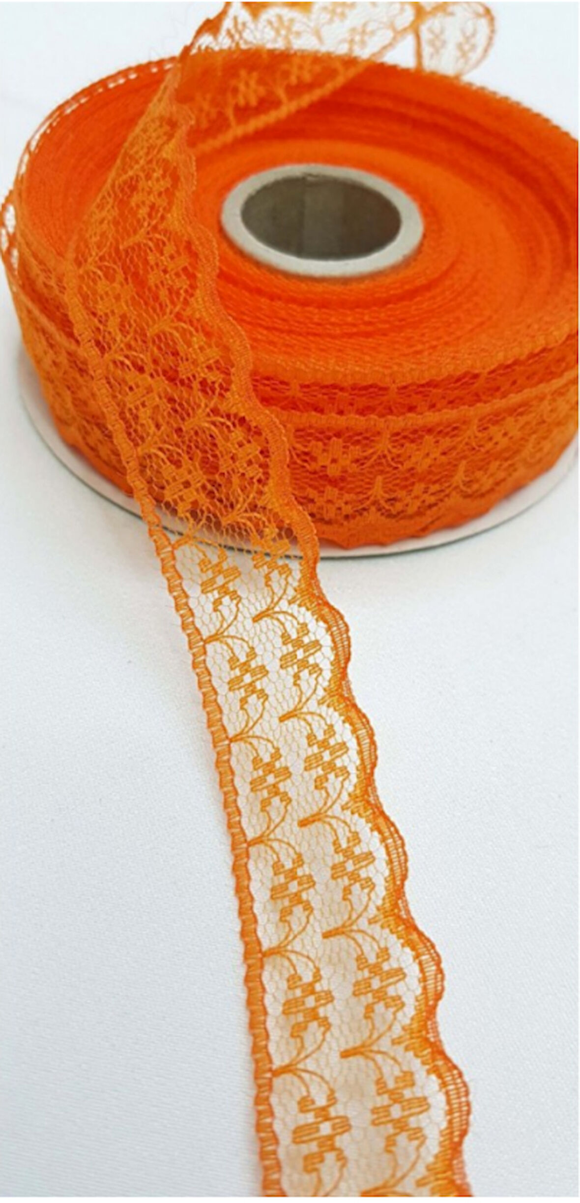 TURUNCU    RENK 2 CM TEK SIRA GİPÜRLÜ DANTEL KURDELA  3 ADET