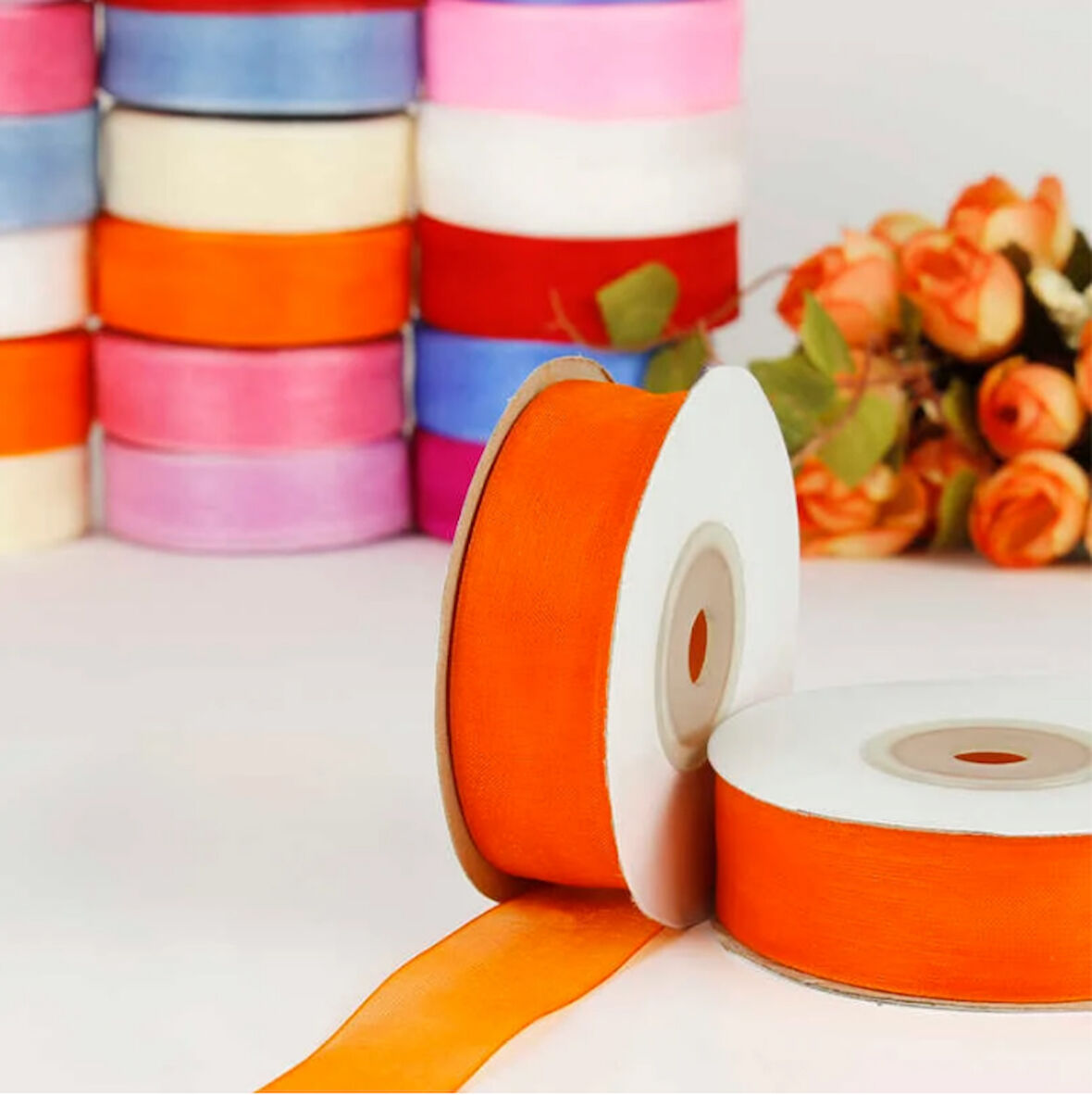 turuncu  renk  2 cm organze kurdele 1 adet