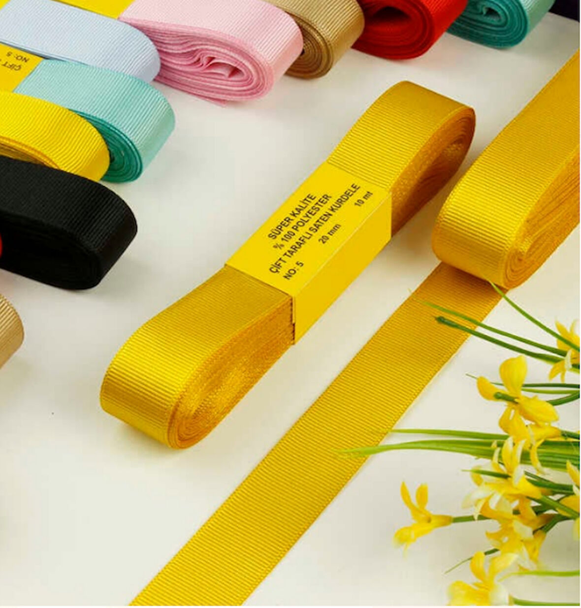 2 cm ALTIN SARI KURDELA GROGREN 10 metre 1 adet