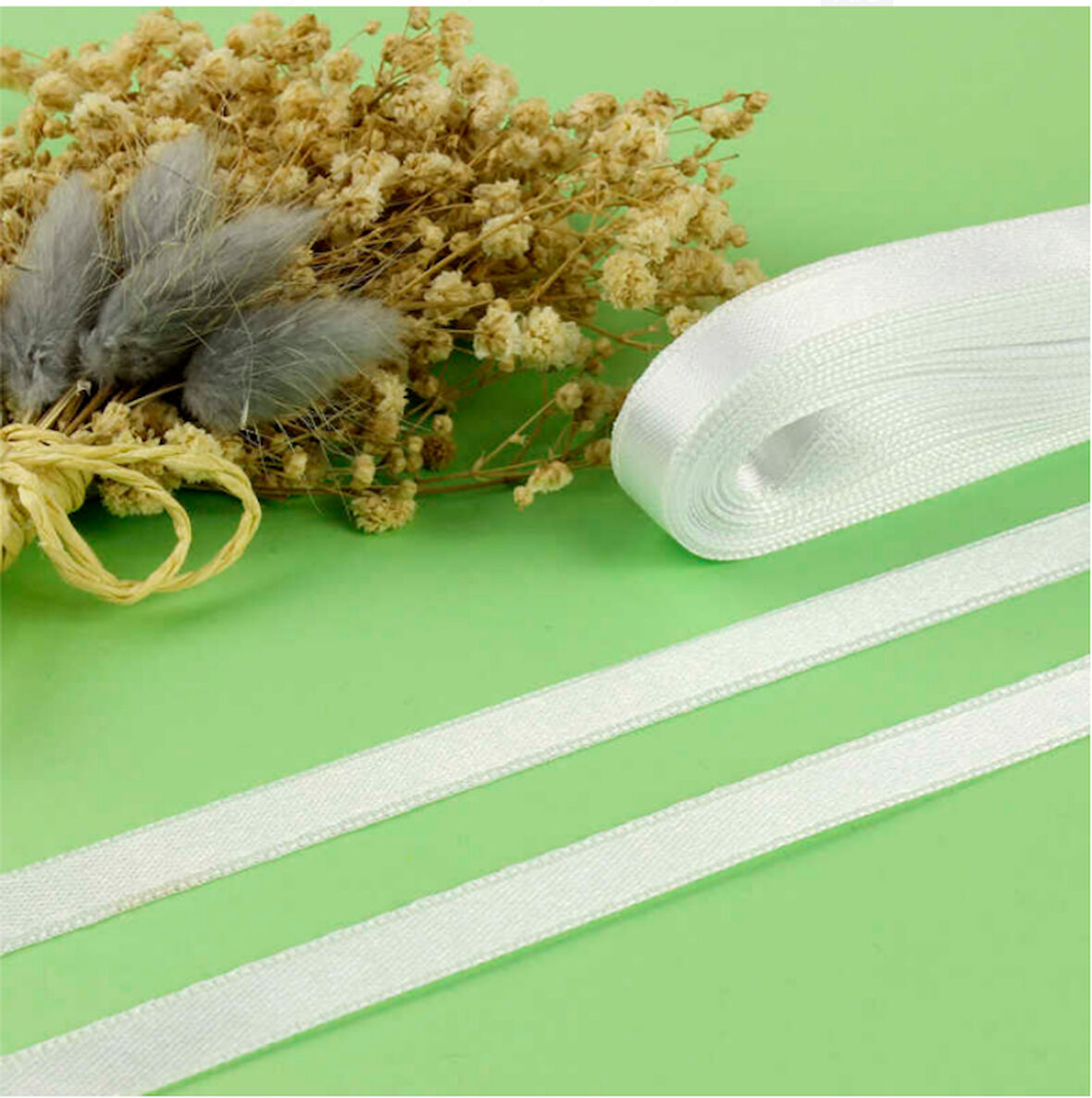 Beyaz 3 cm Saten Kurdale 10 metre 1 adet