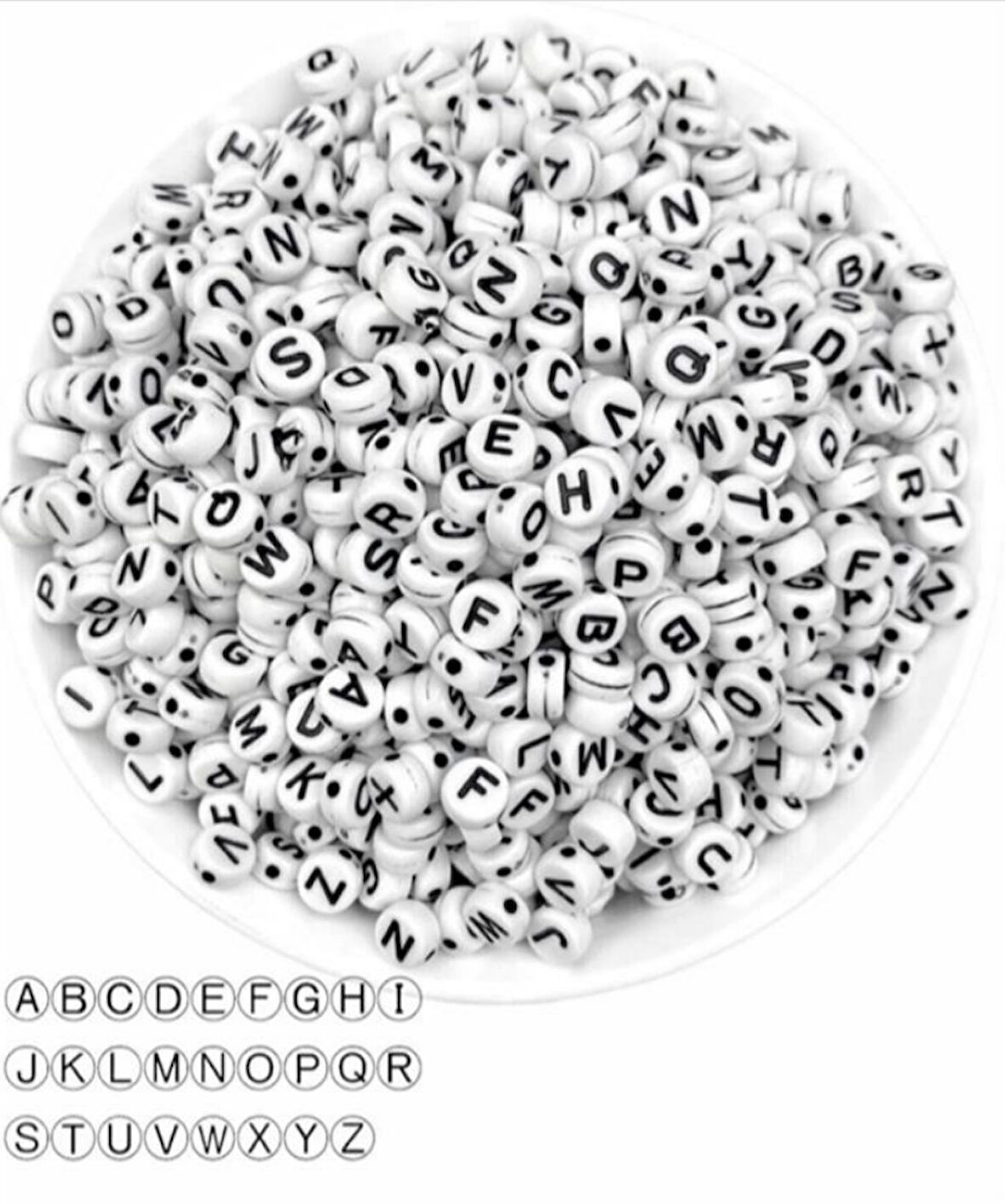 Siyah beyaz Harf boncuk 50 gr