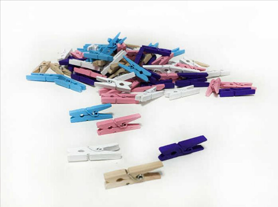 MANDAL AHŞAP MİNİK KARIŞIK RENK (50 li PAKET)