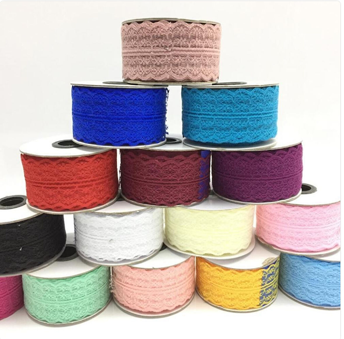 LİLA ÇİFT SIRA GÜPÜRLÜ DANTEL ŞERİT KURDELA 25 METRE 3 ADET