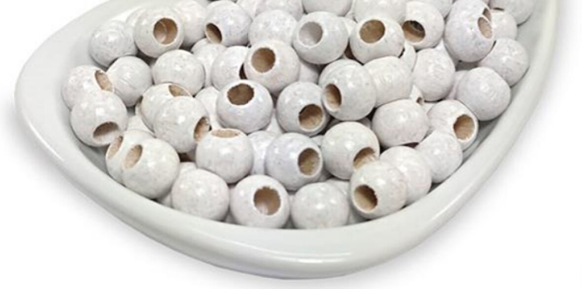 Beyaz 10 mm Ahşap Boncuk 100 gr