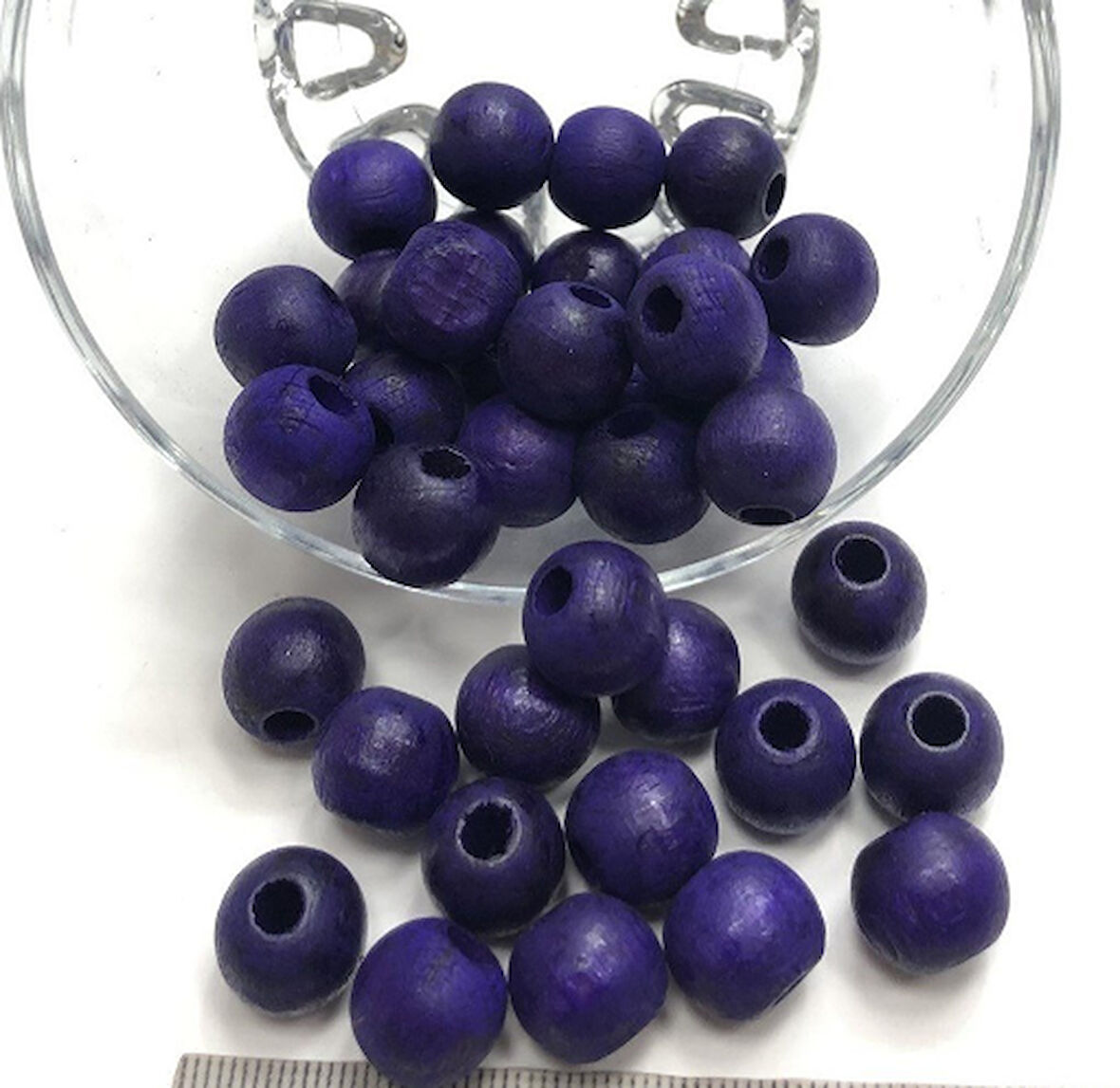 Mor   10 mm Ahşap Boncuk 100 gr