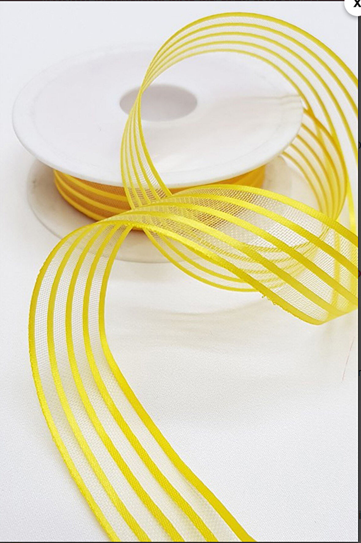 açık sarı saten çizgili şifon kurdele 2,5cm x 25m (hilton kurdele)  1 adet